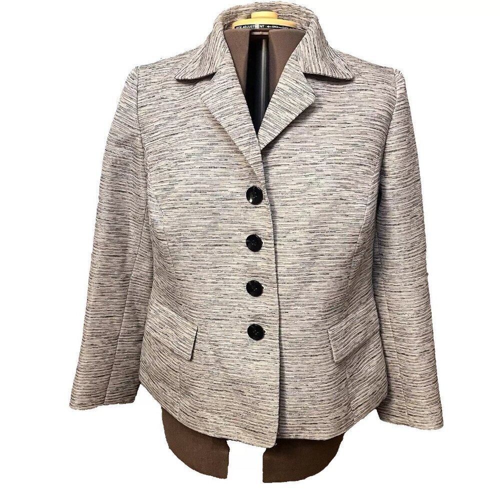 Jones Studio. Size 14W. Textured Lined Silver Gray Professional Jacket. GB